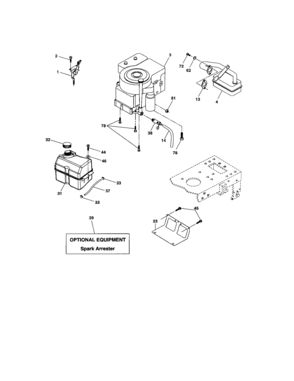 Engine Diagram and Parts List for 917274820  Craftsman Lawn Tractor