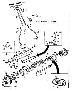 Replacement Parts Diagram and Parts List for 53681292  Craftsman Lawn Mower