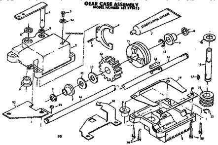 Gear Case Assembly Diagram and Parts List for 131978415  Craftsman Lawn Mower