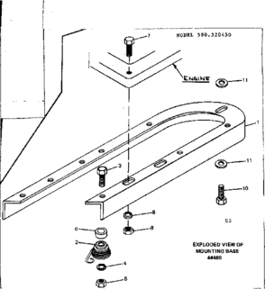 Mounting Base Diagram and Parts List for 580320450  Craftsman Engine