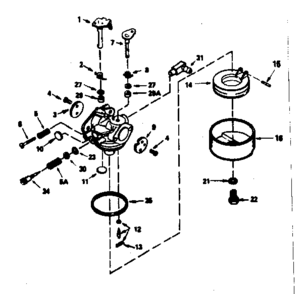Carburetor Diagram and Parts List for 143386162  Craftsman Engine