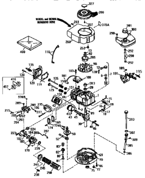 Replacement Parts Diagram and Parts List for 143955018  Craftsman Engine