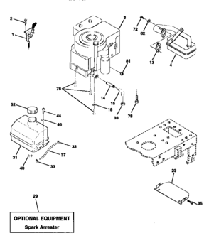 Engine Diagram and Parts List for 917258473  Craftsman Lawn Tractor