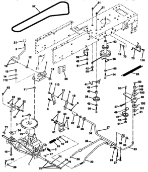 Drive Diagram and Parts List for 917258113  Craftsman Lawn Tractor
