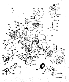 Basic Engine Diagram and Parts List for 143591102  Craftsman Engine