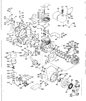 Basic Engine Diagram and Parts List for 143579032  Craftsman Engine