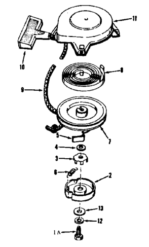Rewind Starter No. 590374 Diagram and Parts List for 143531042  Craftsman Engine