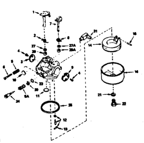 Carburetor No. 632282 Diagram and Parts List for 143356092  Craftsman Engine