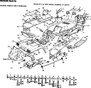 Chassis Fender And Dashboard Diagram and Parts List for 917253721  Craftsman Lawn Tractor
