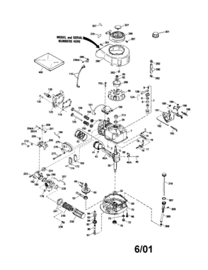 4-cycle Engine Diagram and Parts List for 143404152  Craftsman Engine