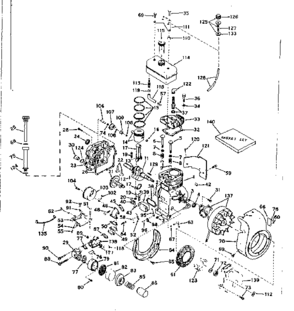 Basic Engine Diagram and Parts List for 143574052  Craftsman Engine