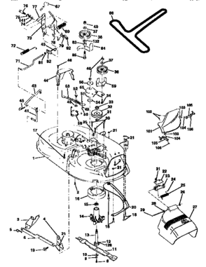 Mower Deck Diagram and Parts List for 917270610  Craftsman Lawn Tractor