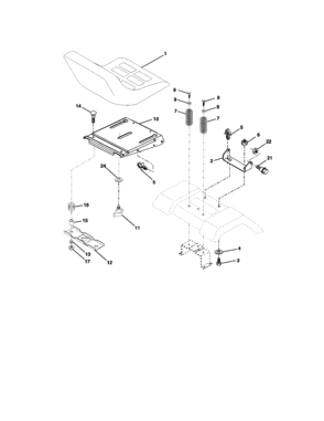 Seat Assembly Diagram and Parts List for 917272075  Craftsman Lawn Tractor