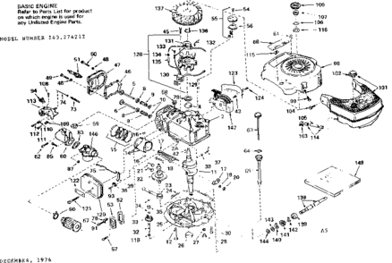Replacement Parts Diagram and Parts List for 143274212  Craftsman Engine