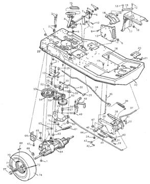 Drive System Diagram and Parts List for 502254161  Craftsman Lawn Tractor