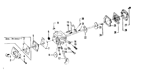 Carburetor Diagram and Parts List for 234795341  Craftsman Trimmer