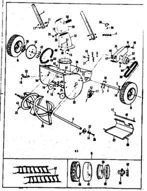 Rotor Assembly Diagram and Parts List for 53682554  Craftsman Snow Blower