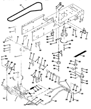 Drive Diagram and Parts List for 917257572  Craftsman Lawn Tractor