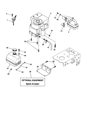 Engine Diagram and Parts List for 917277250  Craftsman Lawn Tractor