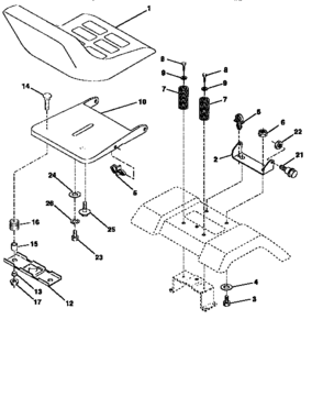 Seat Assembly Diagram and Parts List for 917258504  Craftsman Lawn Tractor