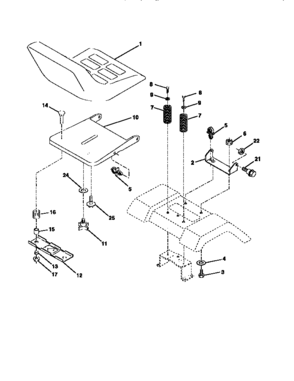 Seat Assembly Diagram and Parts List for 917270630  Craftsman Lawn Tractor