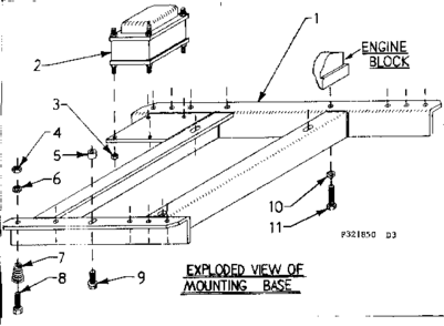 Mounting Base Diagram and Parts List for 580321850  Craftsman Engine