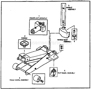 Unit Parts Diagram and Parts List for 875501152  Craftsman Jack