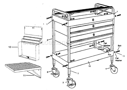 Service Cart Diagram and Parts List for 87559691  Craftsman Tool Stand & Cart