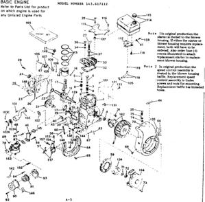 Basic Engine Diagram and Parts List for 143617112  Craftsman Engine