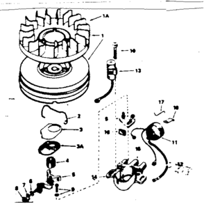 Magneto Diagram and Parts List for 143285072  Craftsman Engine