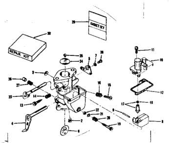 Carburetor No. 29349 Diagram and Parts List for 14350300  Craftsman Engine