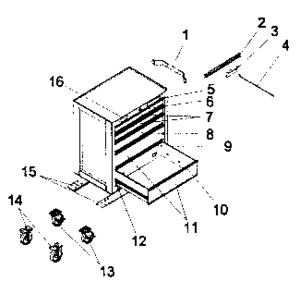 Cabinet Parts Diagram and Parts List for 70621111  Craftsman Tool Stand & Cart