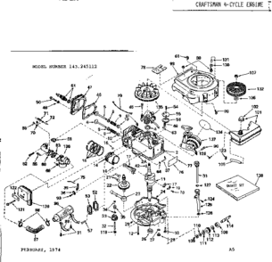Replacement Parts Diagram and Parts List for 143245112  Craftsman Engine