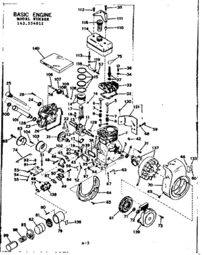 Basic Engine Diagram and Parts List for 143554012  Craftsman Engine