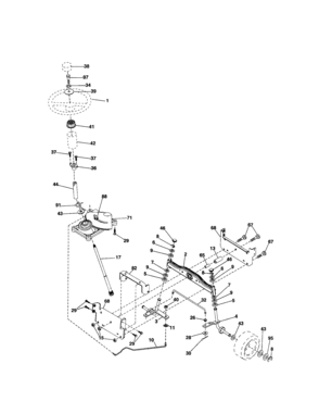 Steering Diagram and Parts List for 917257431  Craftsman Lawn Tractor