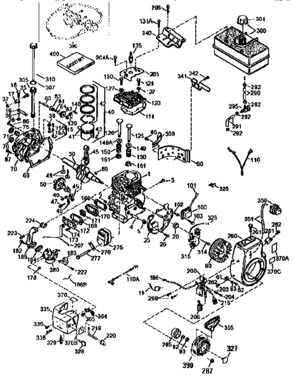 Replacement Parts Diagram and Parts List for 143968001  Craftsman Engine