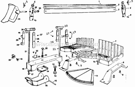 Unit Parts Diagram and Parts List for 881363061  Craftsman Miter Saw