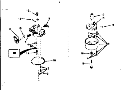 Carburetor Diagram and Parts List for 143204022  Craftsman Engine