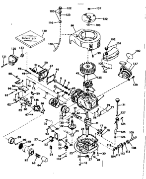 Basic Engine Diagram and Parts List for 143197012  Craftsman Engine