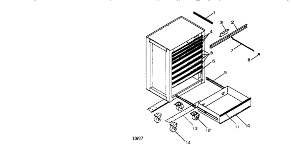 Part Location Diagram of A14548-EW Craftsman Drawer