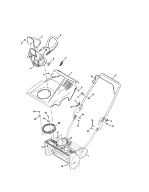 Chute/upper Handle/cover Diagram and Parts List for 247116831  Craftsman Snow Blower