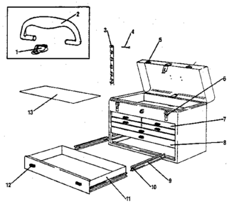 5-drawer Machinist Chest Diagram and Parts List for 706652260  Craftsman Tool Stand & Cart