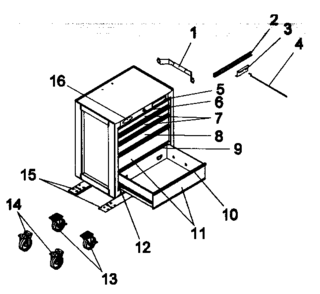 Chest Diagram and Parts List for 70621112  Craftsman Tool Stand & Cart