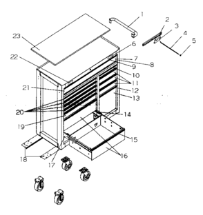 Tool Cart Diagram and Parts List for 706619691  Craftsman Tool Stand & Cart