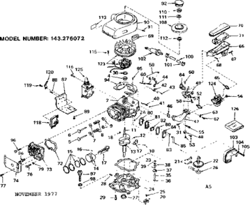 Replacement Parts Diagram and Parts List for 143276072  Craftsman Engine