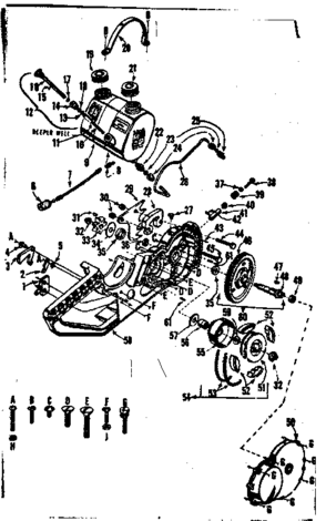 Main Frame Diagram and Parts List for 91760044  Craftsman Chainsaw
