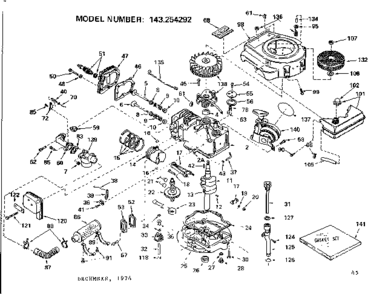 Replacement Parts Diagram and Parts List for 143254292  Craftsman Engine