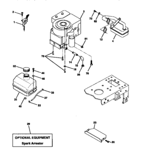Engine Diagram and Parts List for 917270613  Craftsman Lawn Tractor