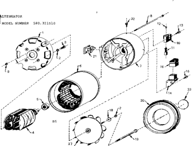 Alternator Diagram and Parts List for 580321510  Craftsman Engine