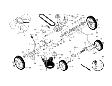Drive Control/gear Case/wheels Diagram and Parts List for 917370926  Craftsman Lawn Mower